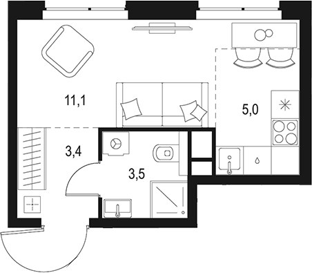Планировка 23.0 м²