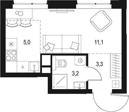 Планировка 22.6 м²