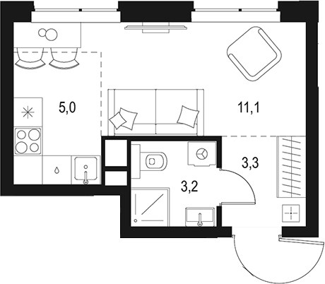 Планировка 22.6 м²