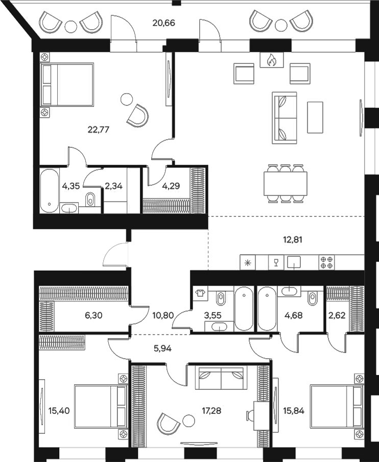 Планировка 184.08 м²