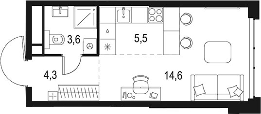 Планировка 28.0 м²