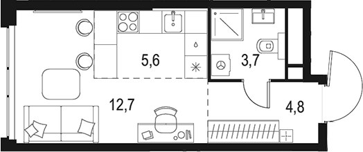 Планировка 26.8 м²