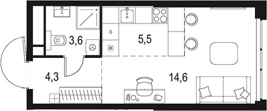 Планировка 28.0 м²