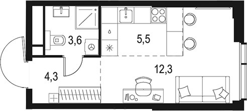 Планировка 25.7 м²