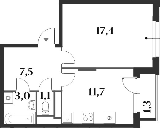 Планировка 42.0 м²
