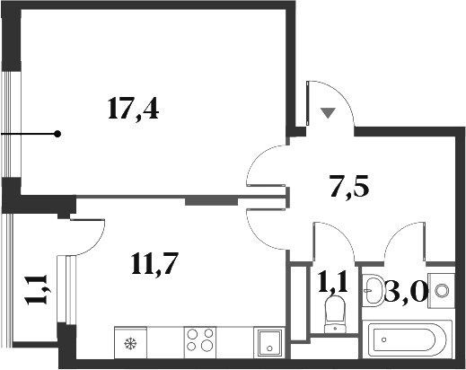 Планировка 41.7 м²
