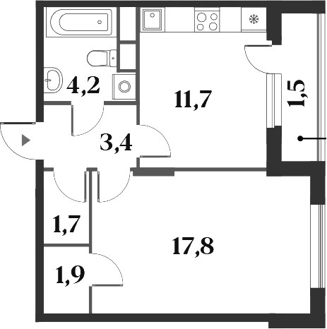 Планировка 42.0 м²