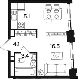 Планировка 29.1 м²