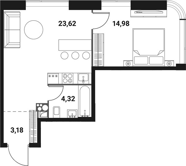 Планировка 45.8 м²