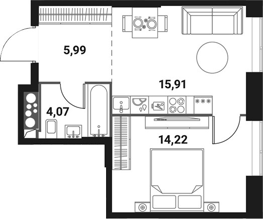Планировка 40.19 м²