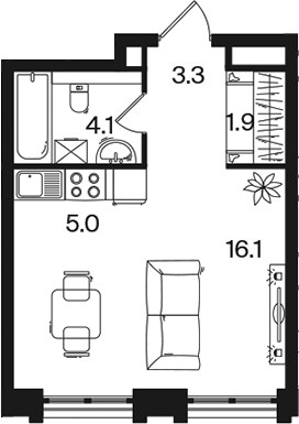 Планировка 30.4 м²