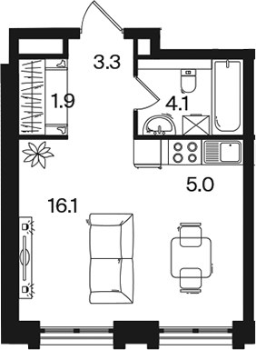 Планировка 30.4 м²