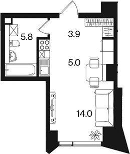 Планировка 28.7 м²