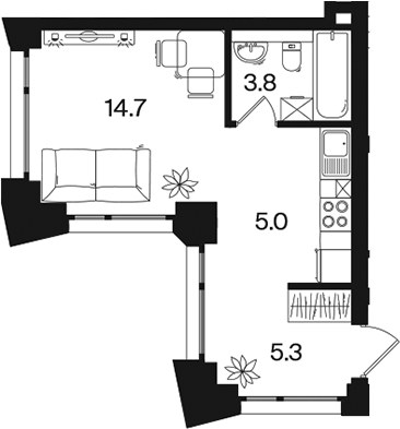 Планировка 28.8 м²