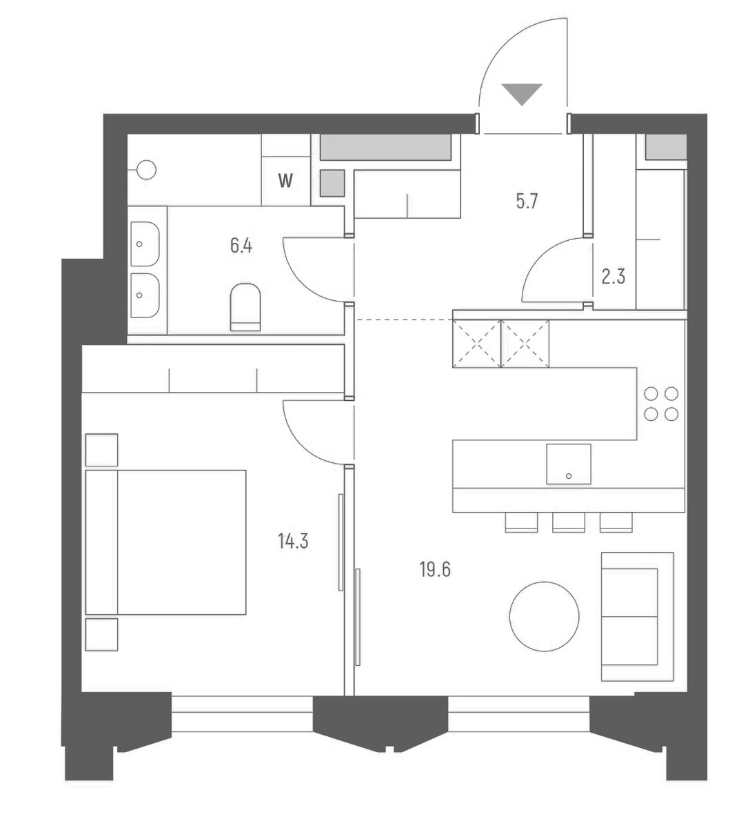 Планировка 48.3 м²