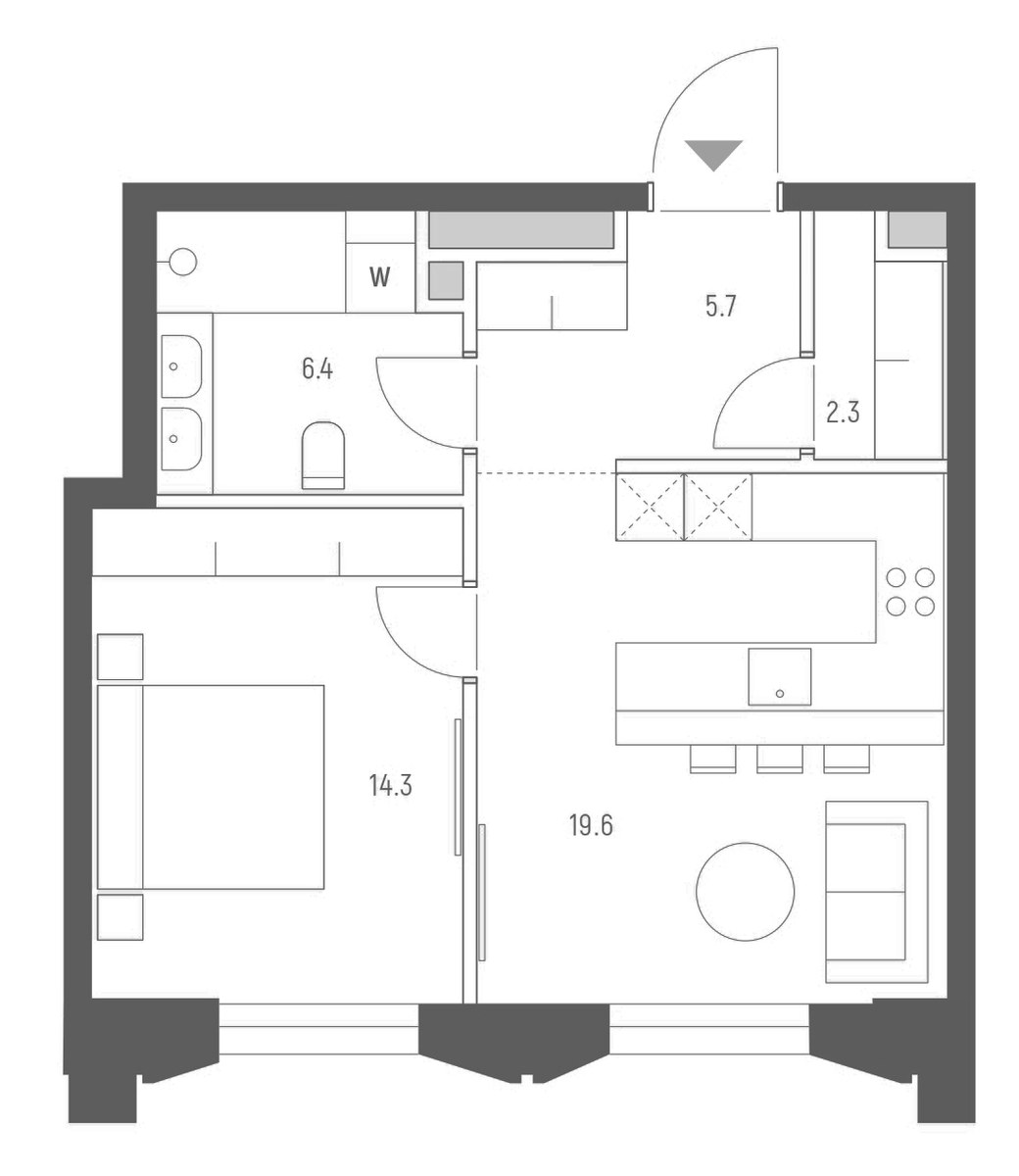 Планировка 48.3 м²