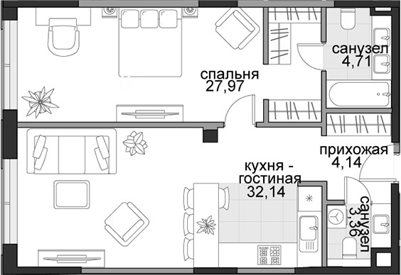Планировка 72.32 м²