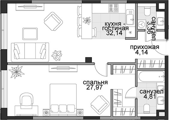 Планировка 72.42 м²