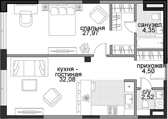 Планировка 71.67 м²