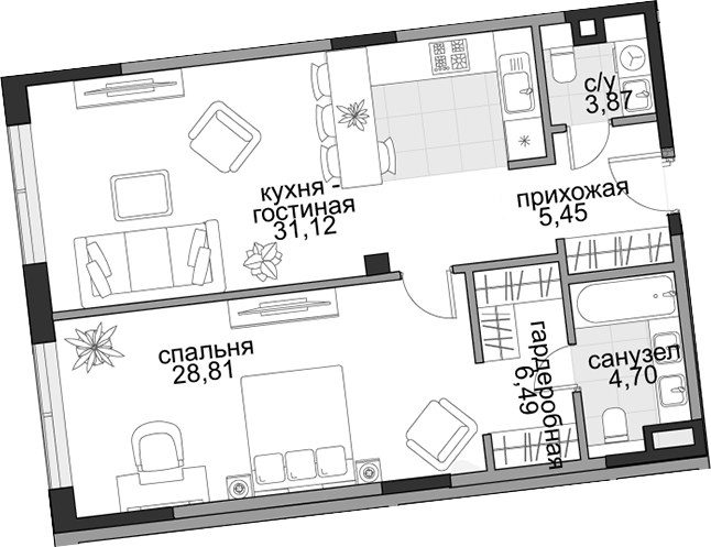 Планировка 73.95 м²