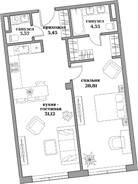 Планировка 73.5 м²