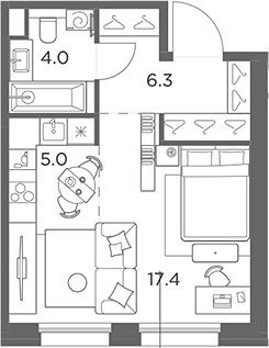 Планировка 32.7 м²