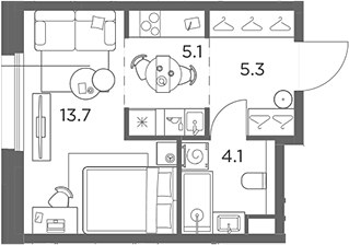 Планировка 28.2 м²