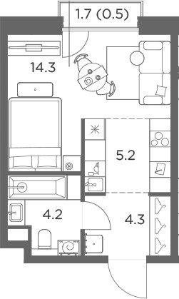 Планировка 28.5 м²