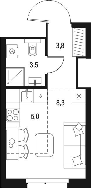Планировка 20.6 м²