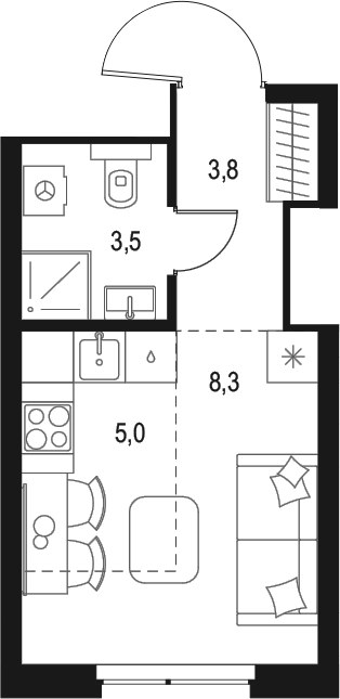Планировка 20.6 м²