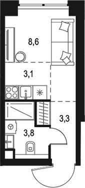 Планировка 18.8 м²