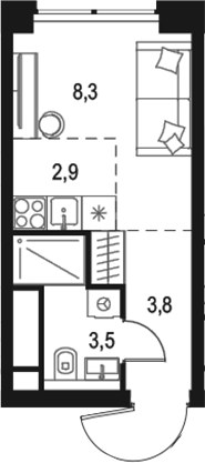 Планировка 18.5 м²