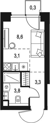 Планировка 19.1 м²