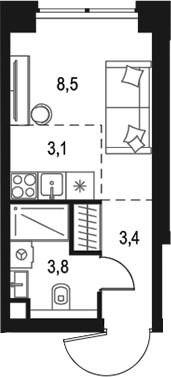 Планировка 18.8 м²