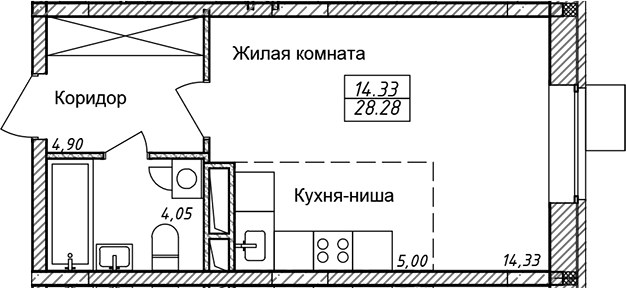 Планировка 28.28 м²