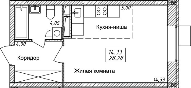 Планировка 28.28 м²