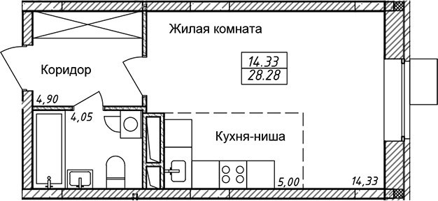 Планировка 28.28 м²