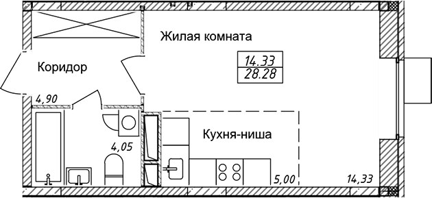 Планировка 28.28 м²