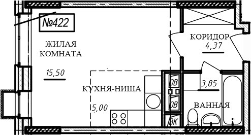 Планировка 28.7 м²