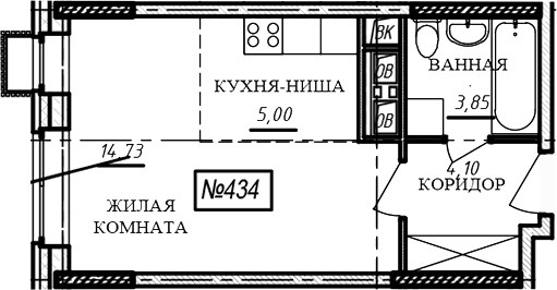 Планировка 27.7 м²