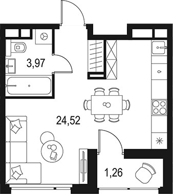 Планировка 29.75 м²
