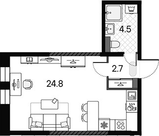 Планировка 32.0 м²
