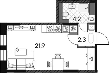 Планировка 28.4 м²