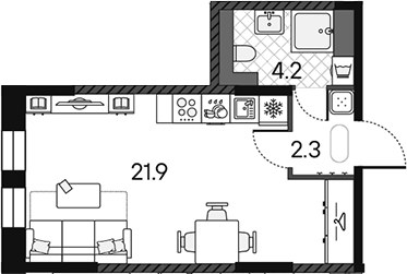 Планировка 28.4 м²