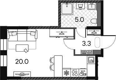 Планировка 28.3 м²