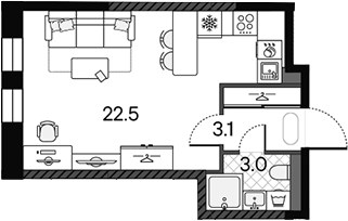 Планировка 28.6 м²