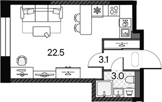 Планировка 28.6 м²
