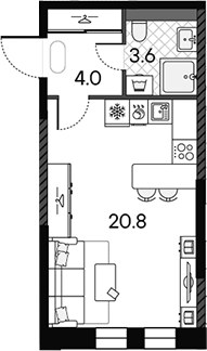 Планировка 28.4 м²