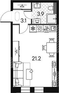 Планировка 28.2 м²