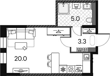 Планировка 28.3 м²
